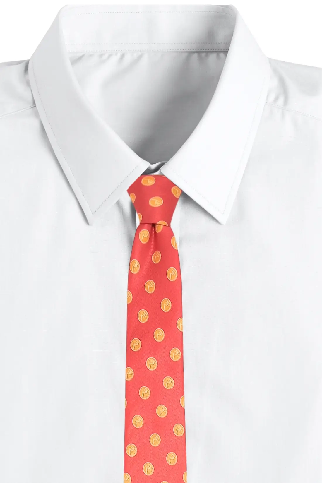 Orange Conversational Microfiber Necktie for Men