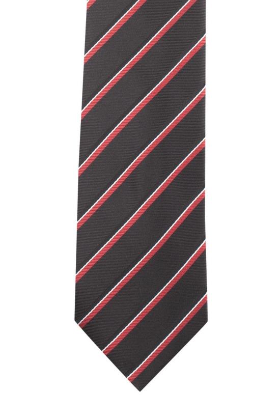 Black Striped Microfiber Necktie for Men
