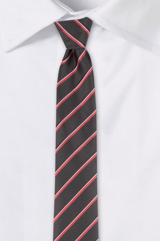 Black Striped Microfiber Necktie for Men