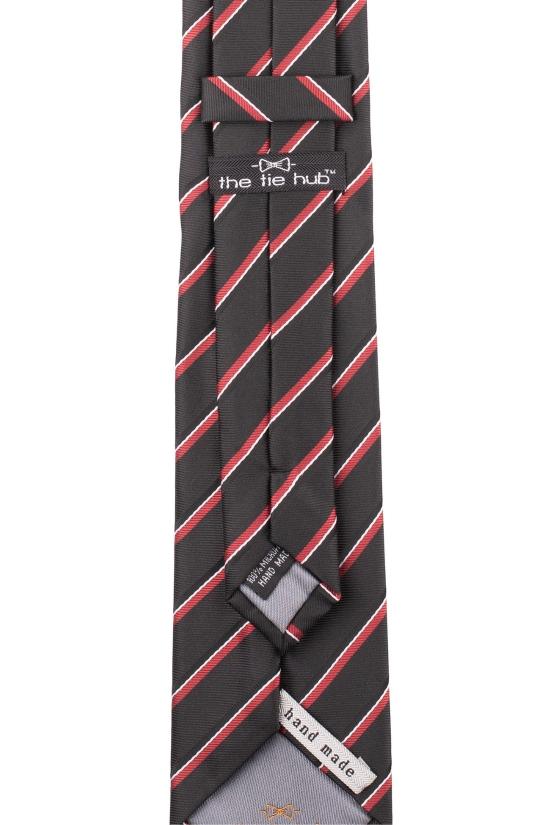 Black Striped Microfiber Necktie for Men