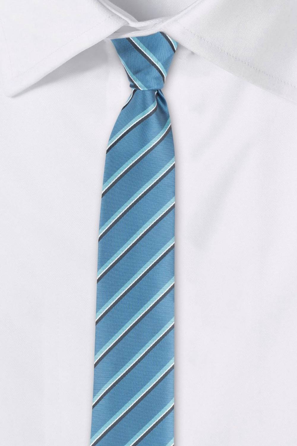 Blue Striped Microfiber Necktie for Men