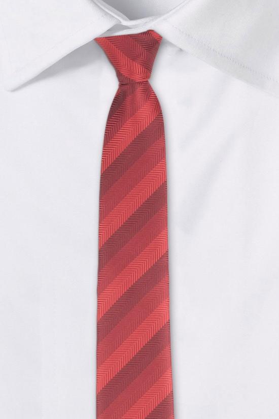 Red Striped Microfiber Necktie for Men