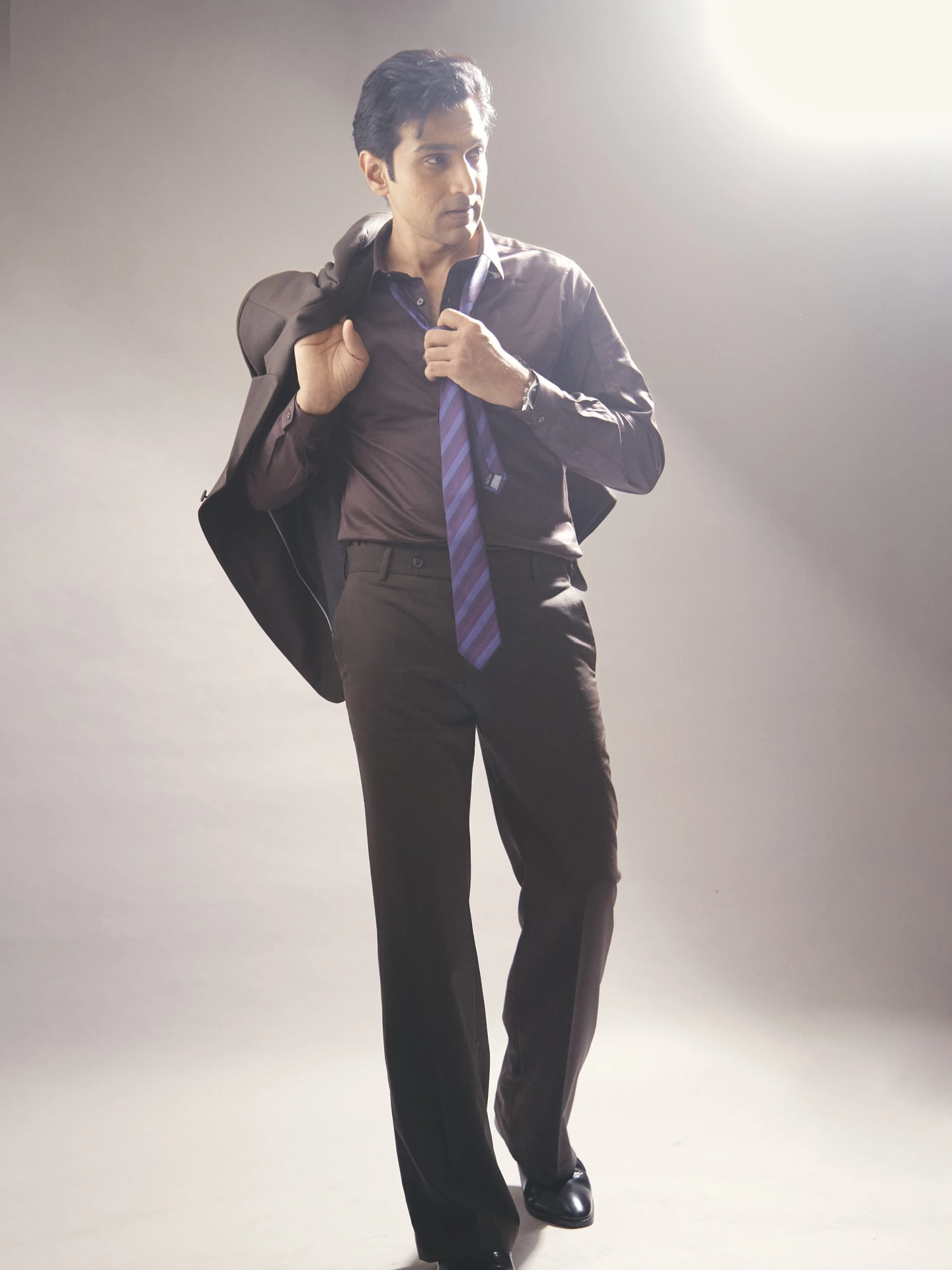 Purple Striped Microfiber Necktie for Men