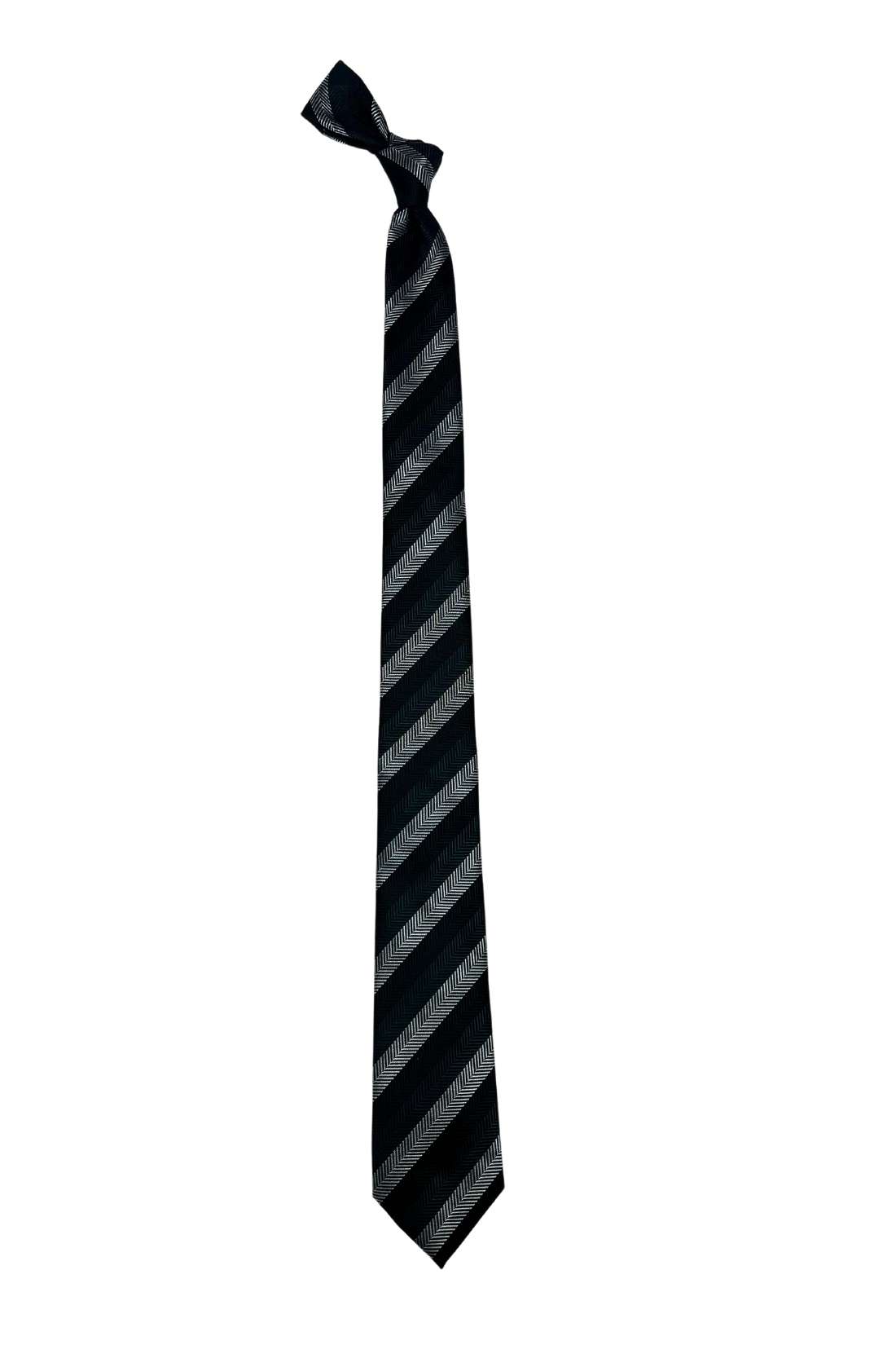 Black Striped Microfiber Necktie for Men