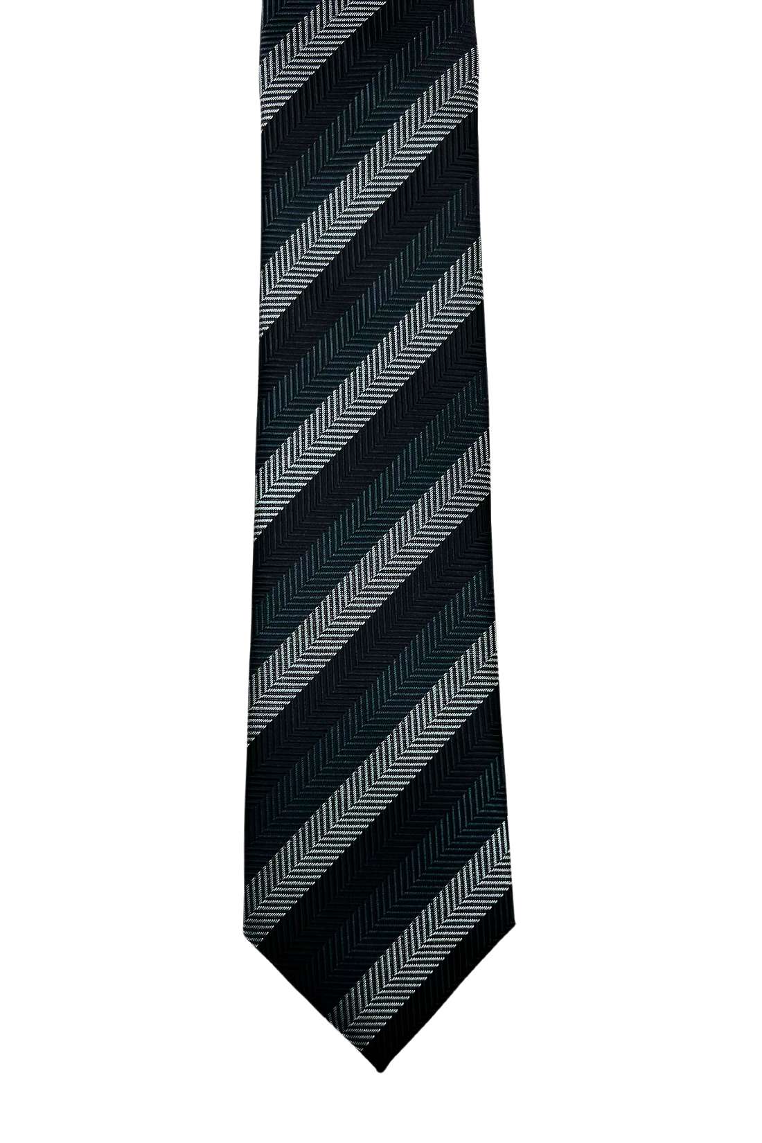 Black Striped Microfiber Necktie for Men