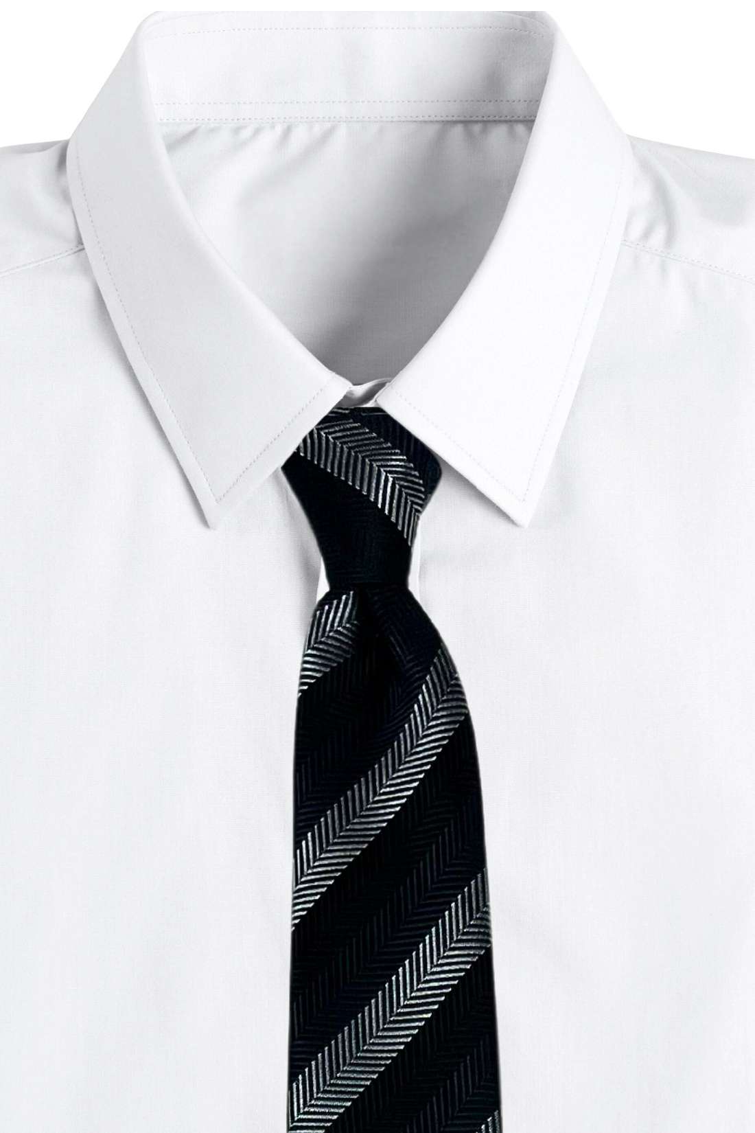 Black Striped Microfiber Necktie for Men