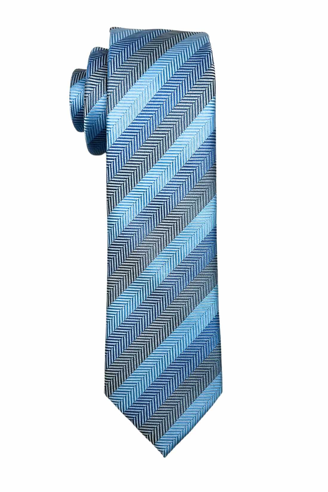 Blue Striped Microfiber Necktie for Men