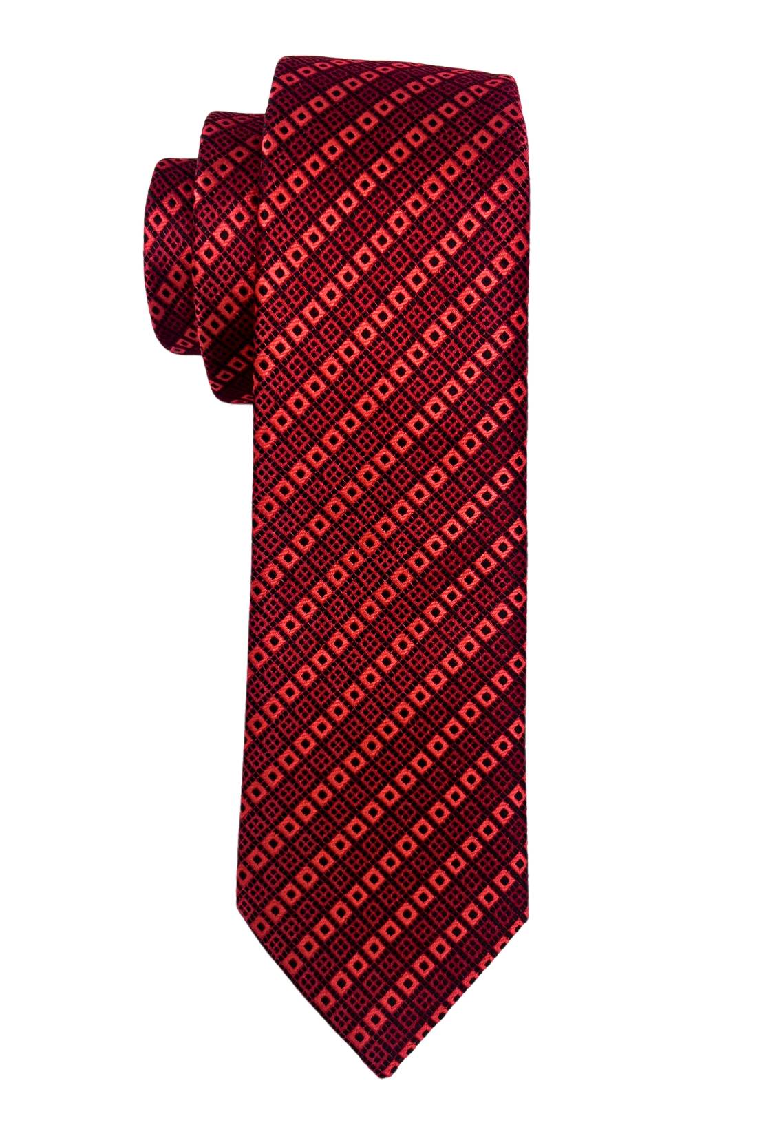 Red Geometric Microfiber Necktie for Men