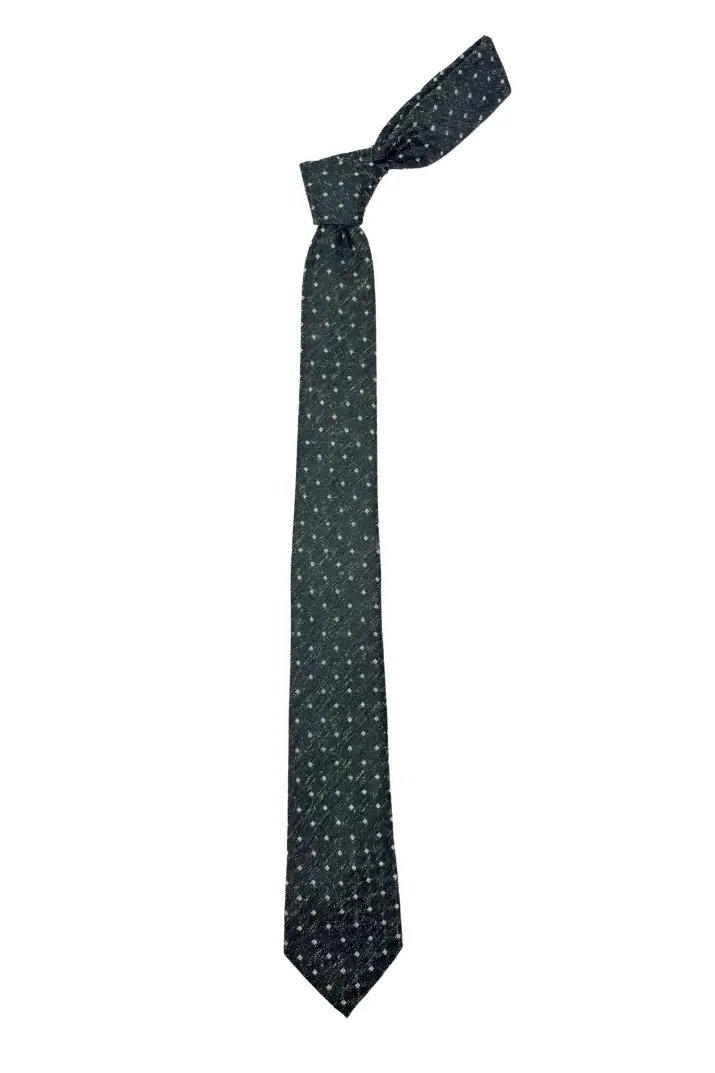Black Geometric Microfiber Necktie for Men