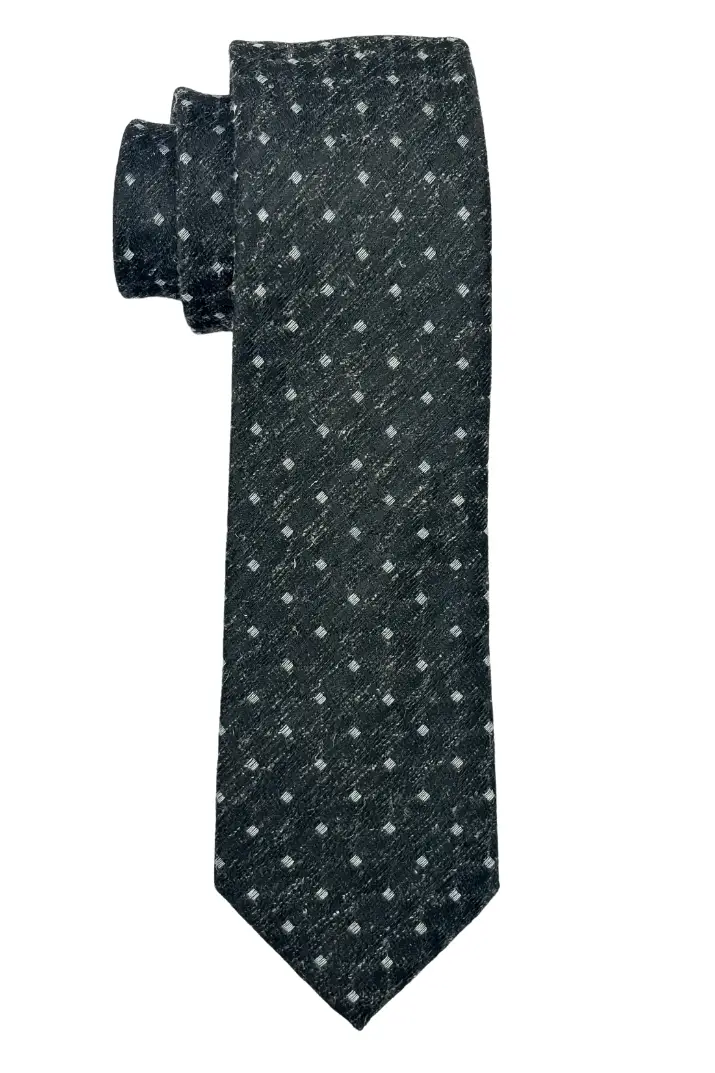 Black Geometric Microfiber Necktie for Men
