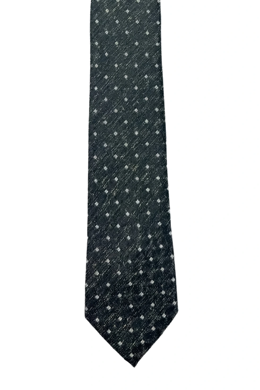 Black Geometric Microfiber Necktie for Men