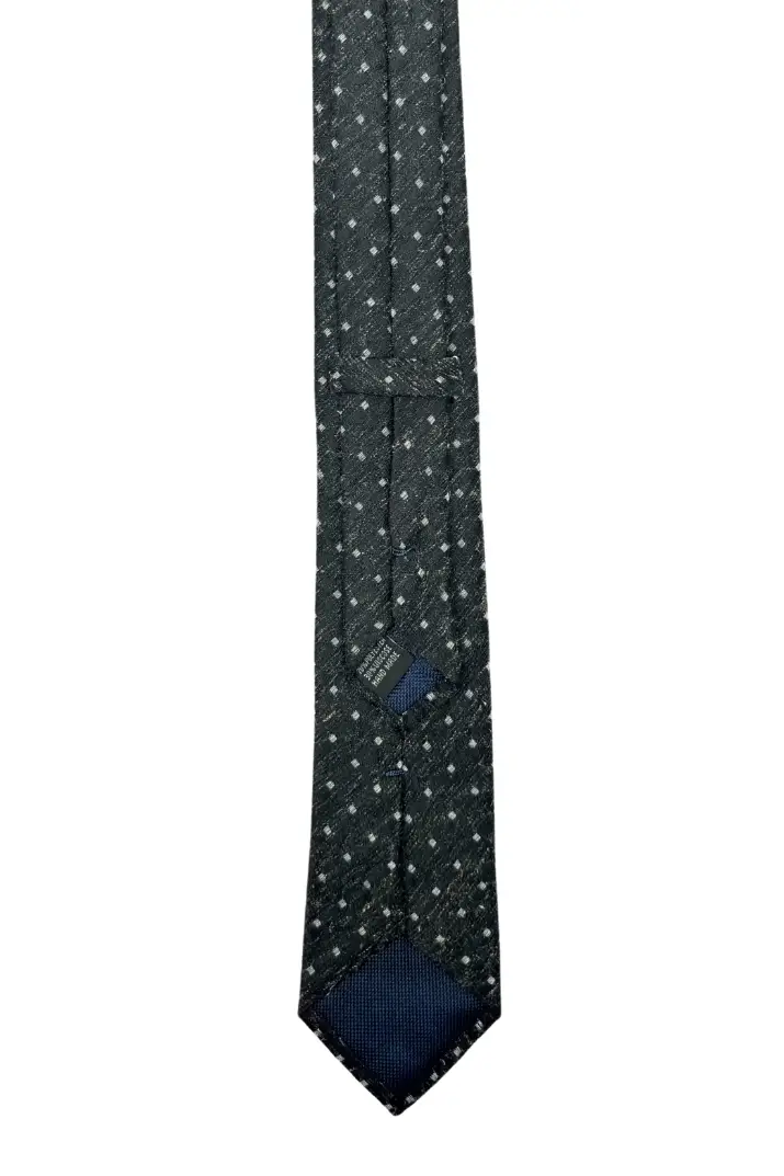 Black Geometric Microfiber Necktie for Men
