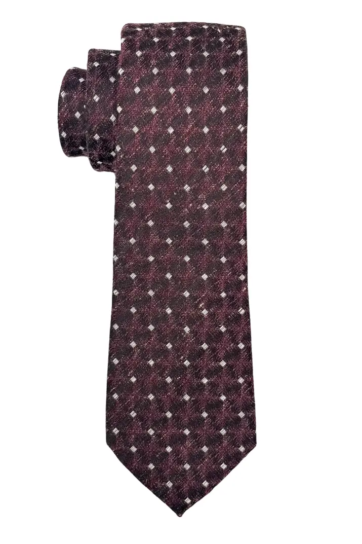 Red Geometric Microfiber Necktie for Men
