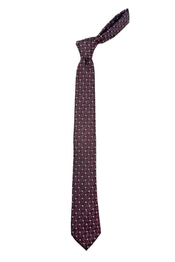 Red Geometric Microfiber Necktie for Men