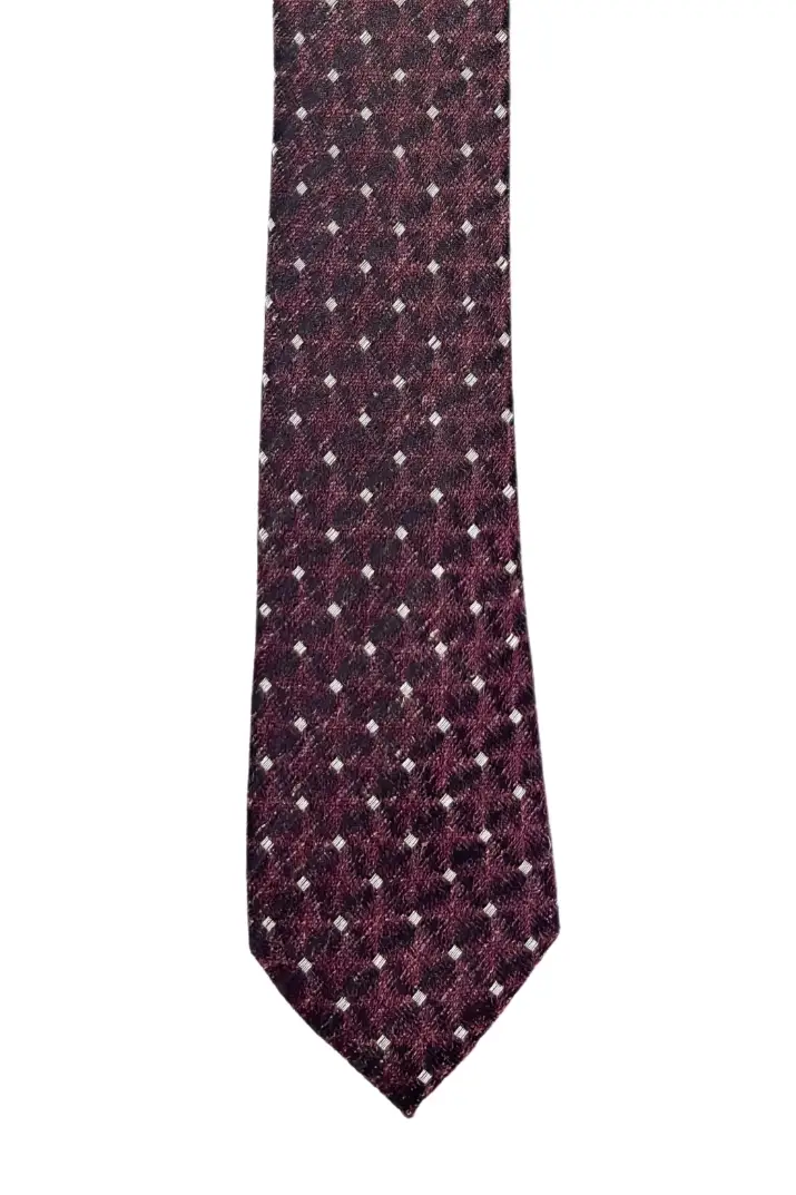 Red Geometric Microfiber Necktie for Men