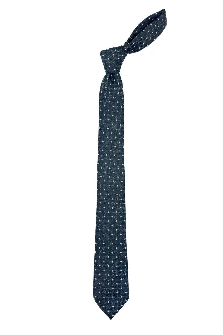 Blue Geometric Microfiber Necktie for Men