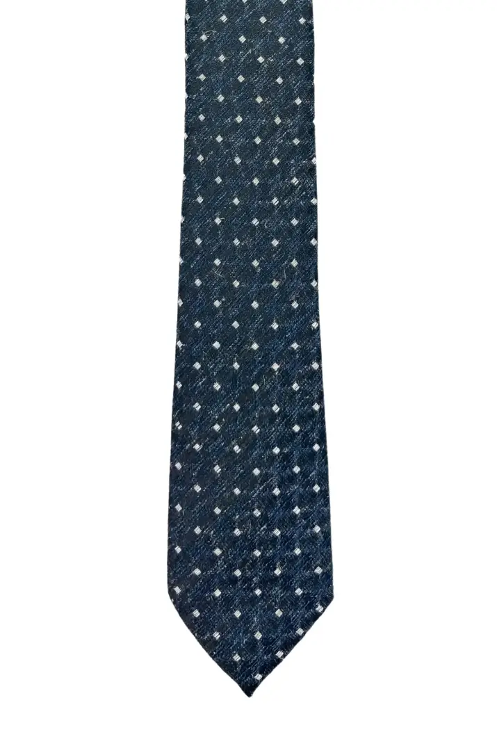 Blue Geometric Microfiber Necktie for Men