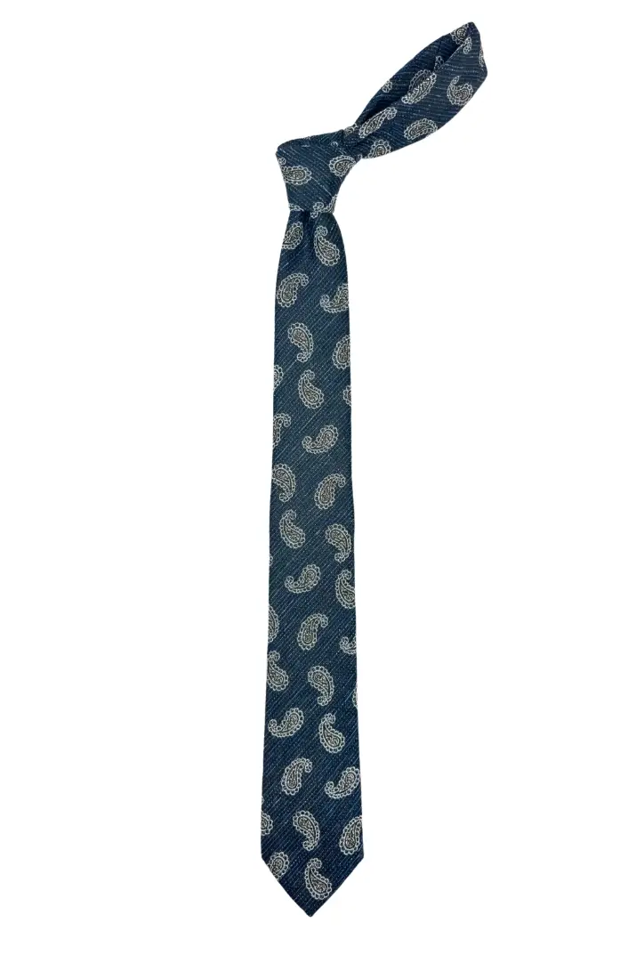 Blue Paisley Microfiber Necktie for Men