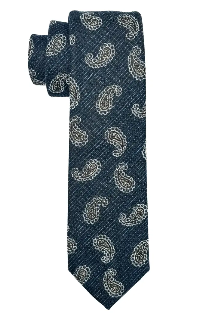 Blue Paisley Microfiber Necktie for Men