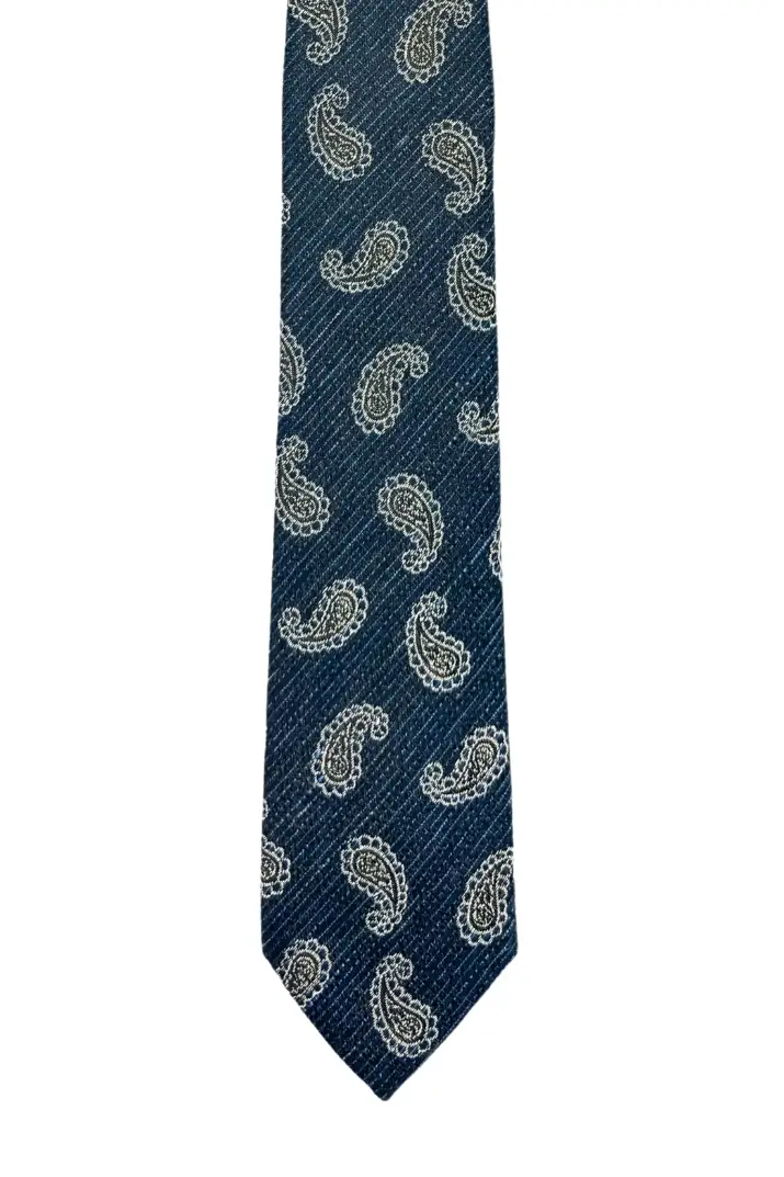 Blue Paisley Microfiber Necktie for Men