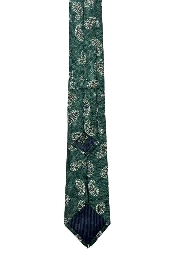 Green Paisley Microfiber Necktie for Men