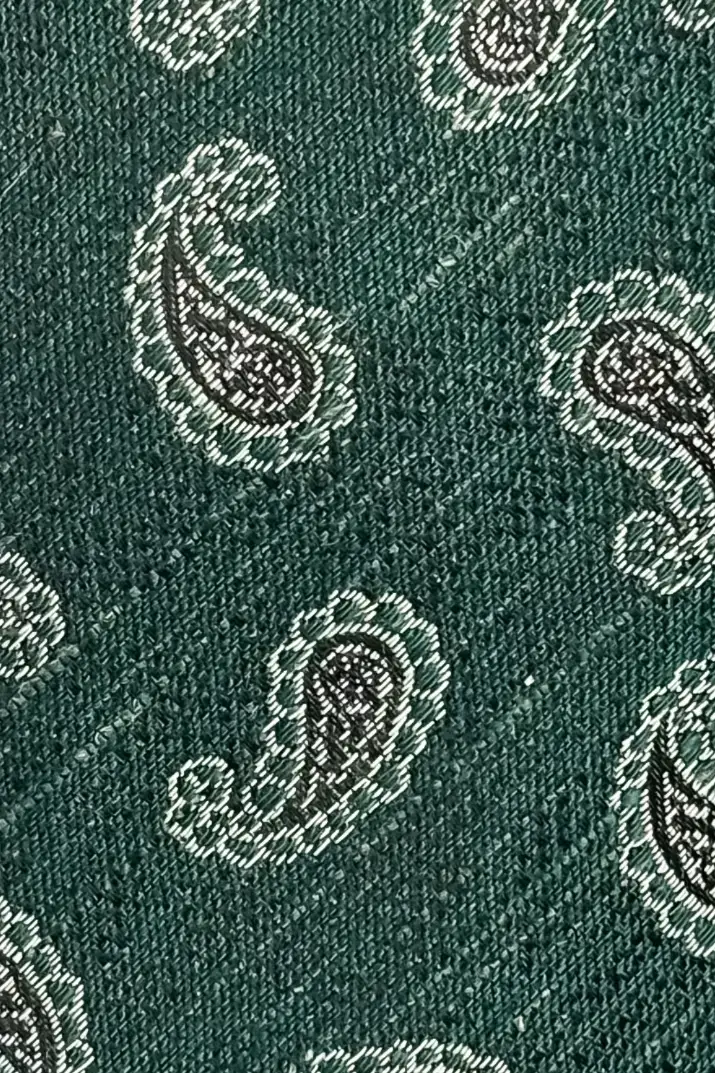Green Paisley Microfiber Necktie for Men