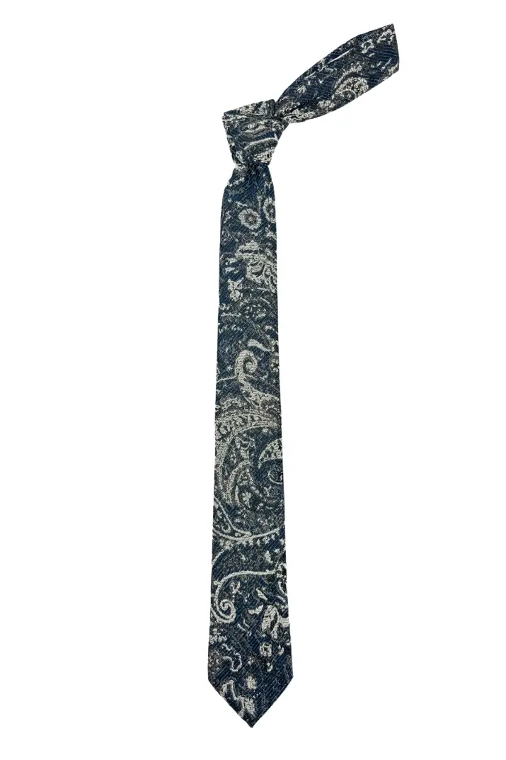 Blue Paisley Microfiber Necktie for Men