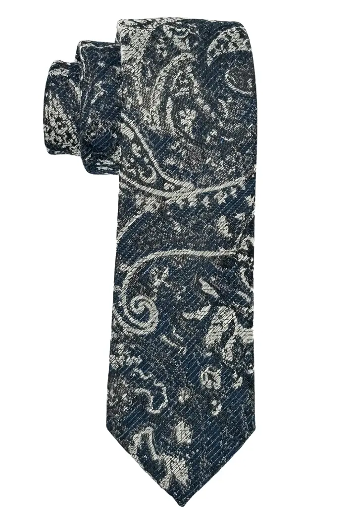 Blue Paisley Microfiber Necktie for Men