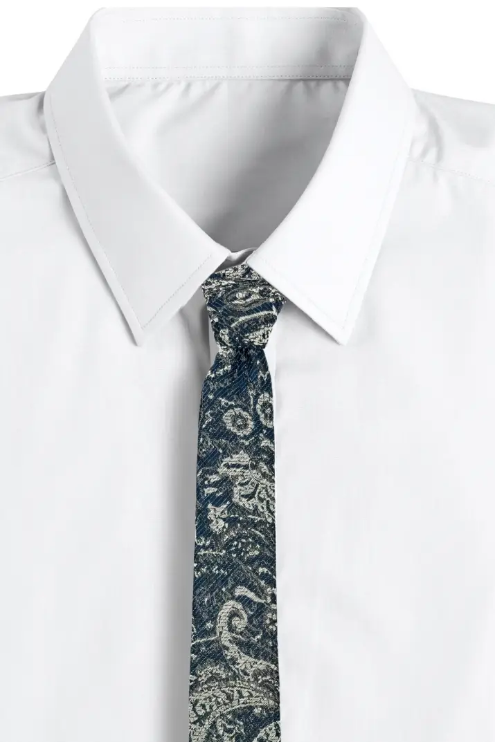 Blue Paisley Microfiber Necktie for Men