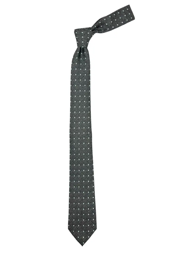 Grey Geometric Microfiber Necktie for Men