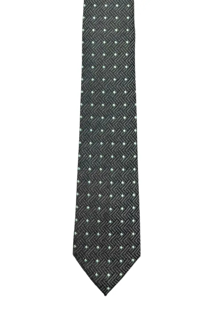 Grey Geometric Microfiber Necktie for Men