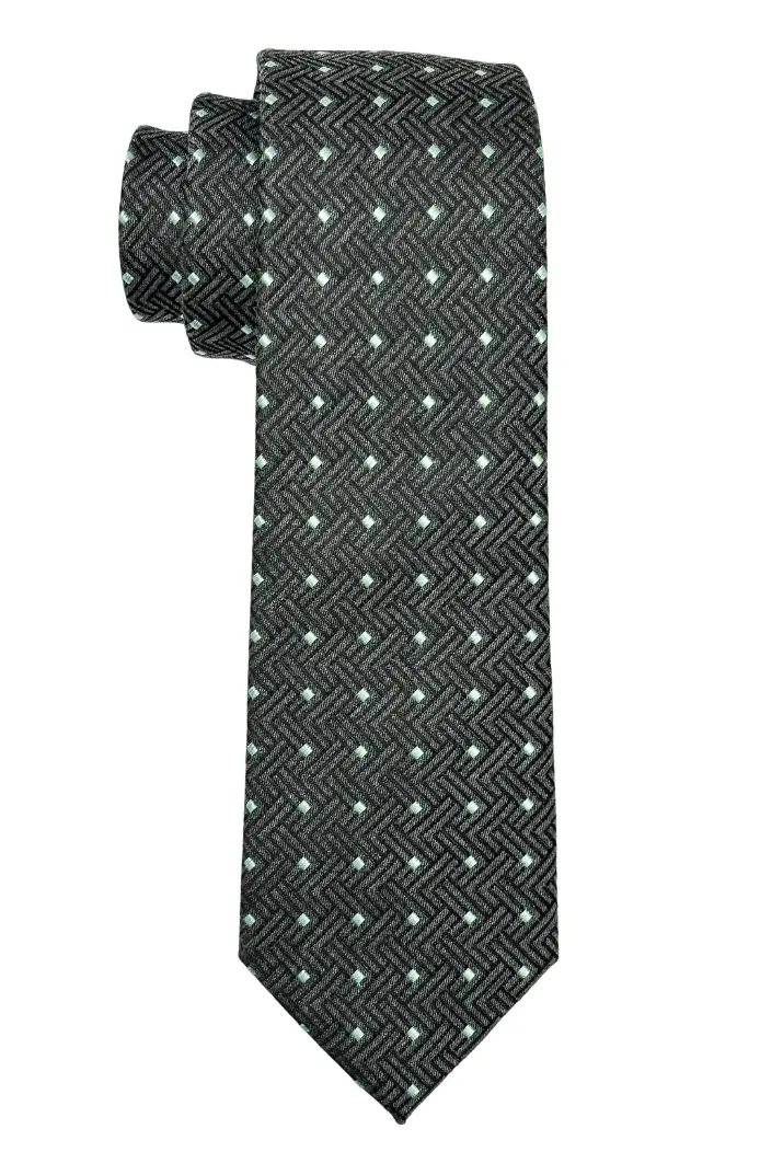 Grey Geometric Microfiber Necktie for Men