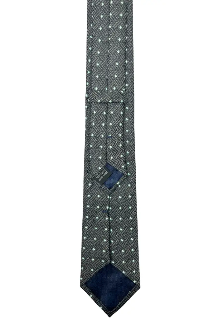 Grey Geometric Microfiber Necktie for Men