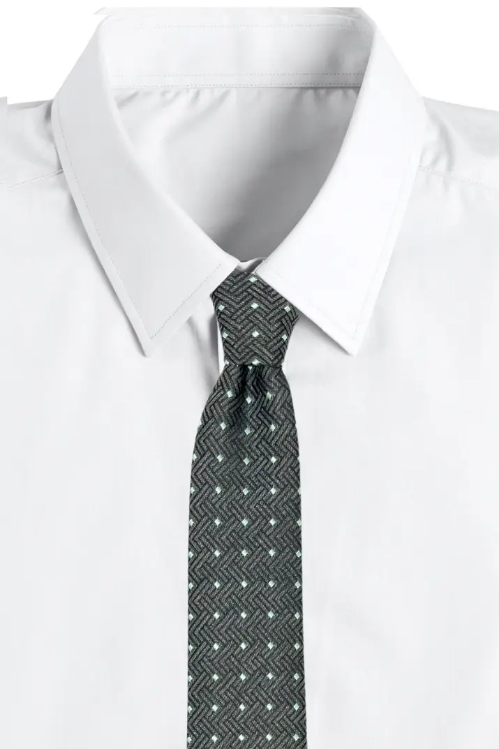 Grey Geometric Microfiber Necktie for Men