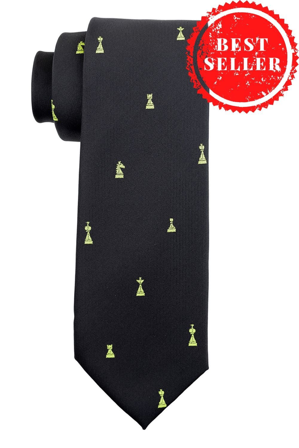 Black Conversational Microfiber Necktie for Men