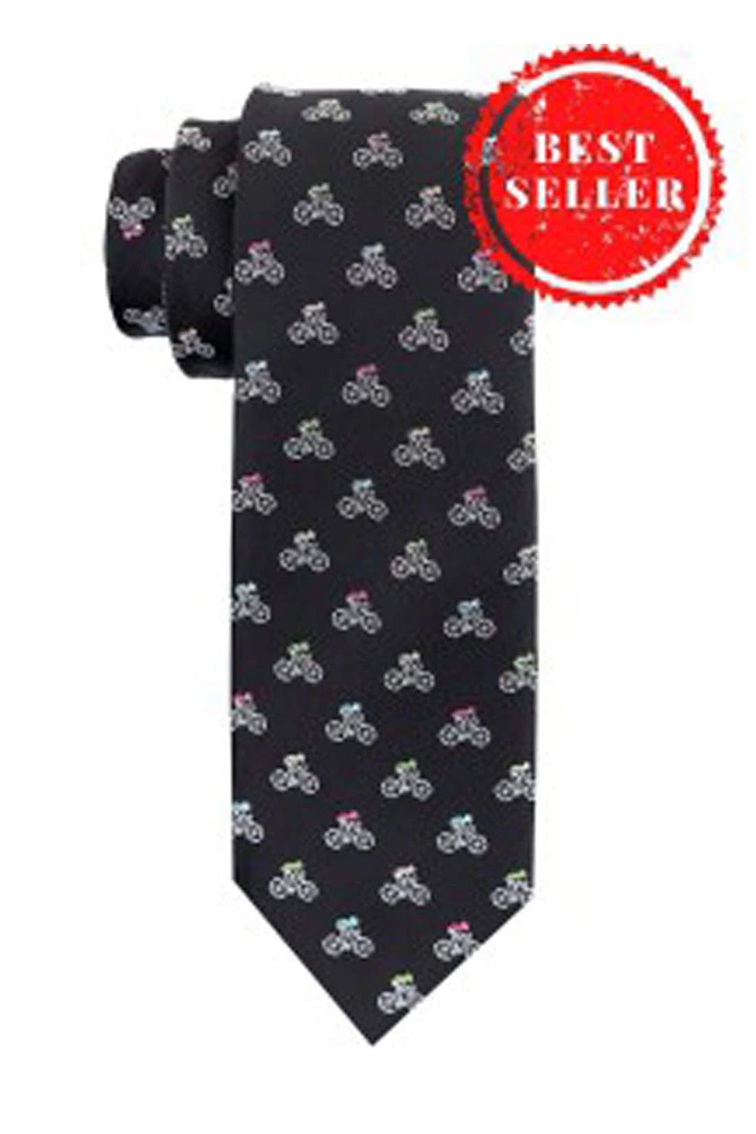 Black Conversational Microfiber Necktie for Men