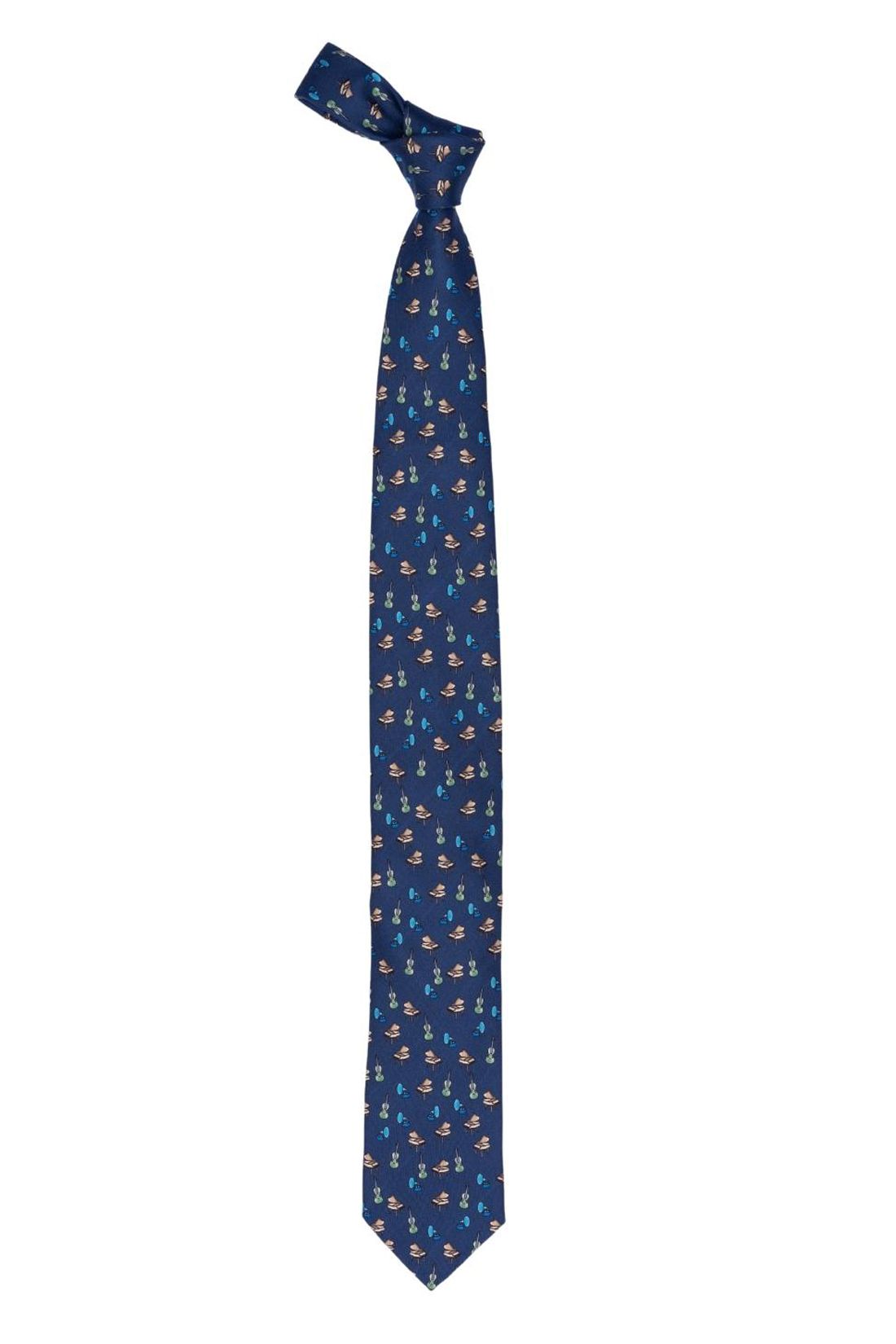 Blue Conversational Como Silk Necktie for Men