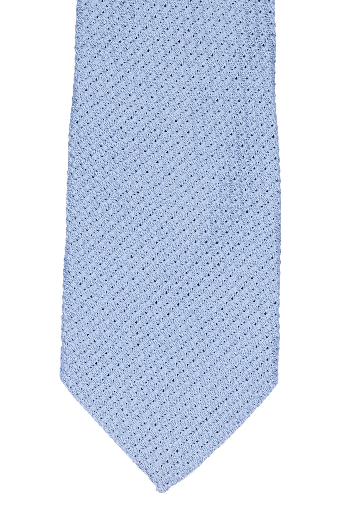 Blue Solid Grenadine Silk Necktie for Men