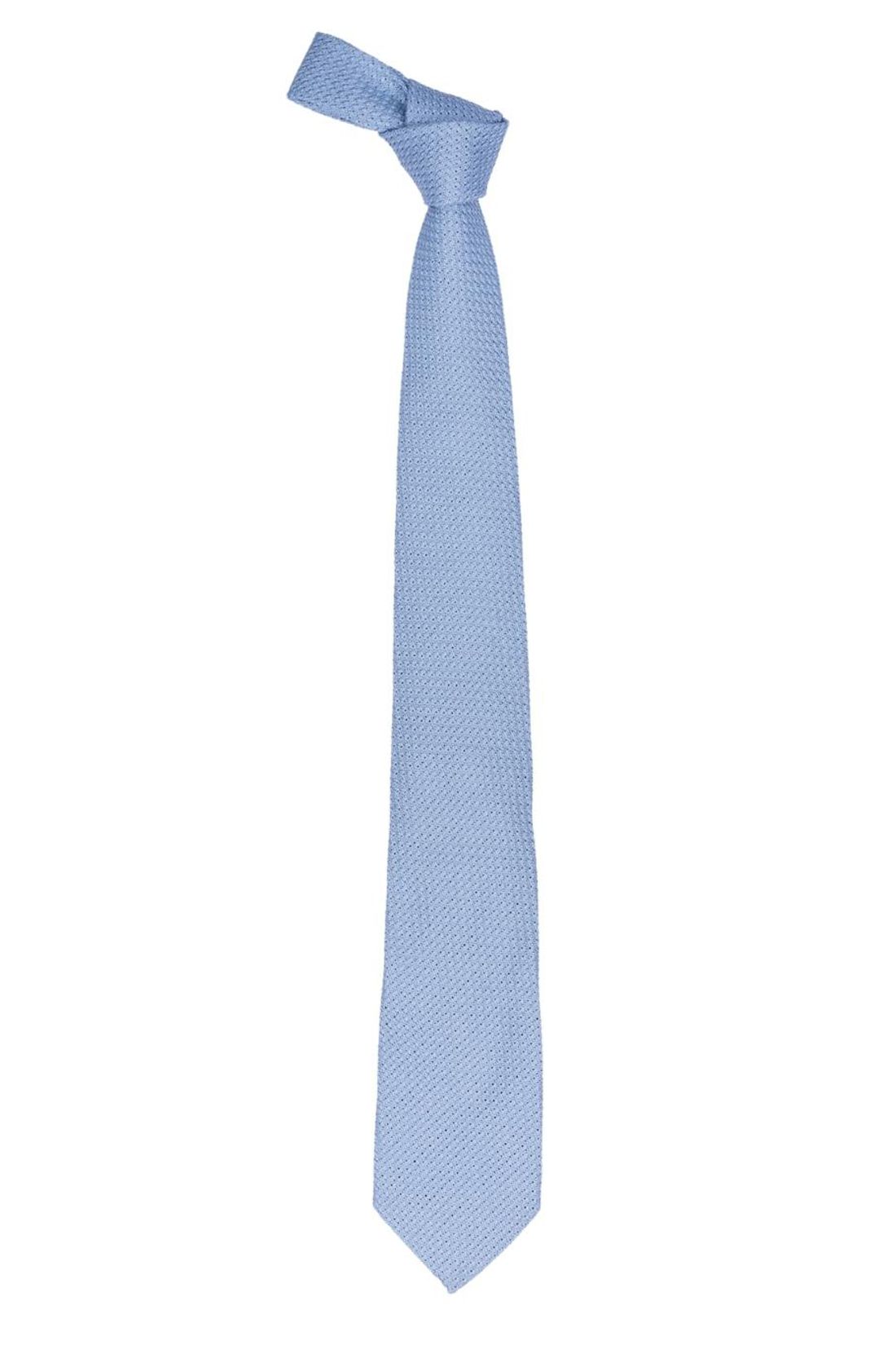 Blue Solid Grenadine Silk Necktie for Men