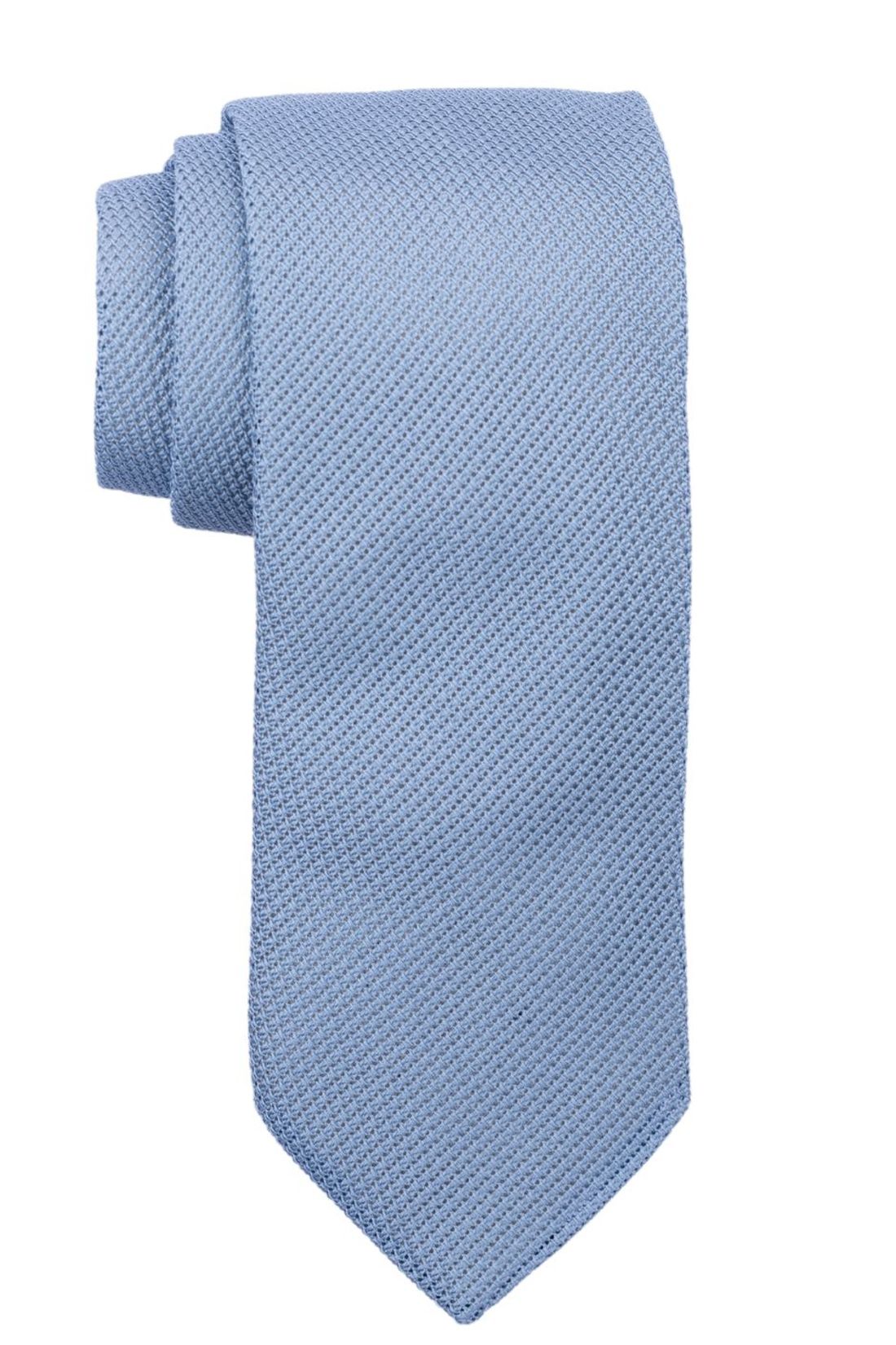 Blue Solid Grenadine Silk Necktie for Men