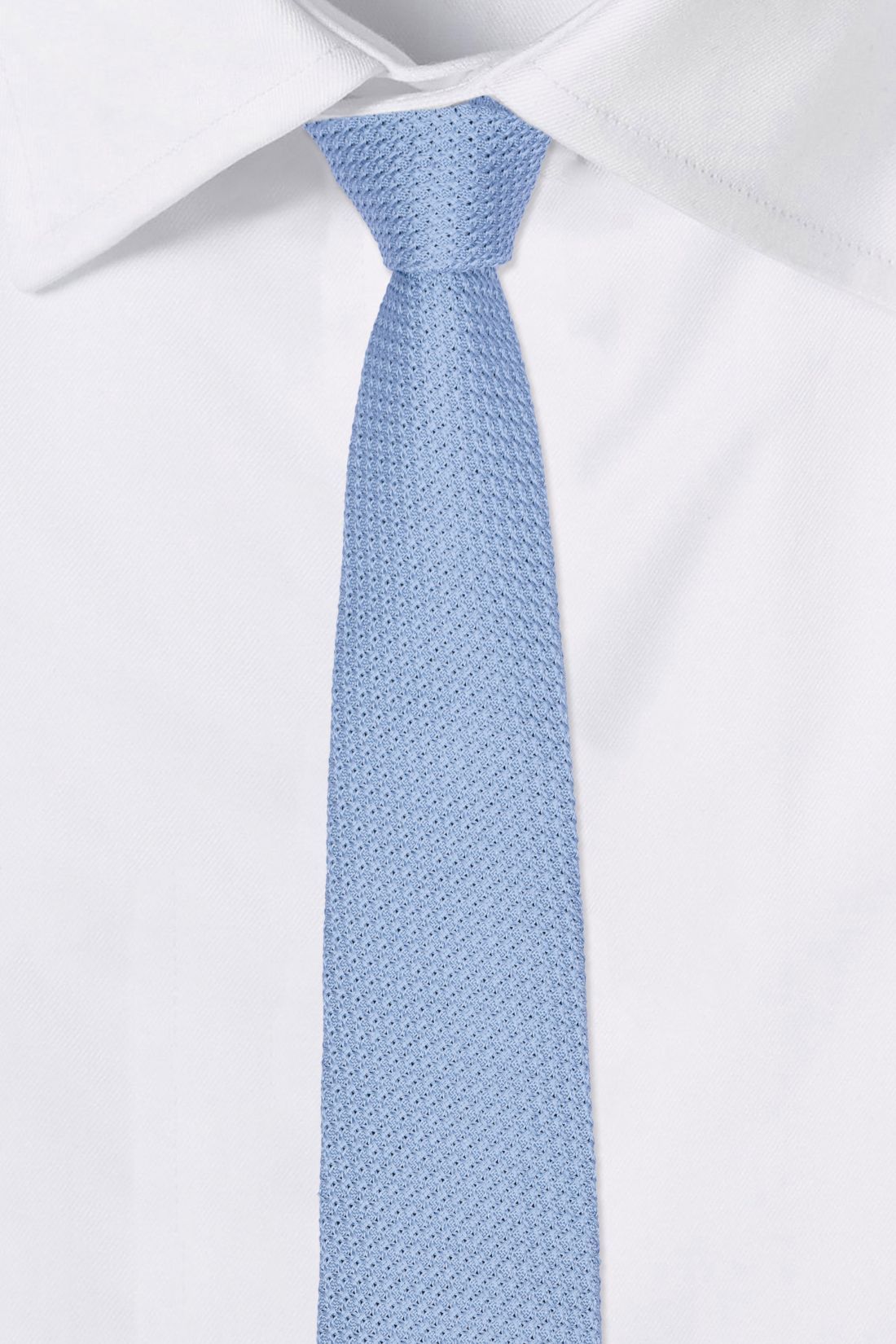 Blue Solid Grenadine Silk Necktie for Men