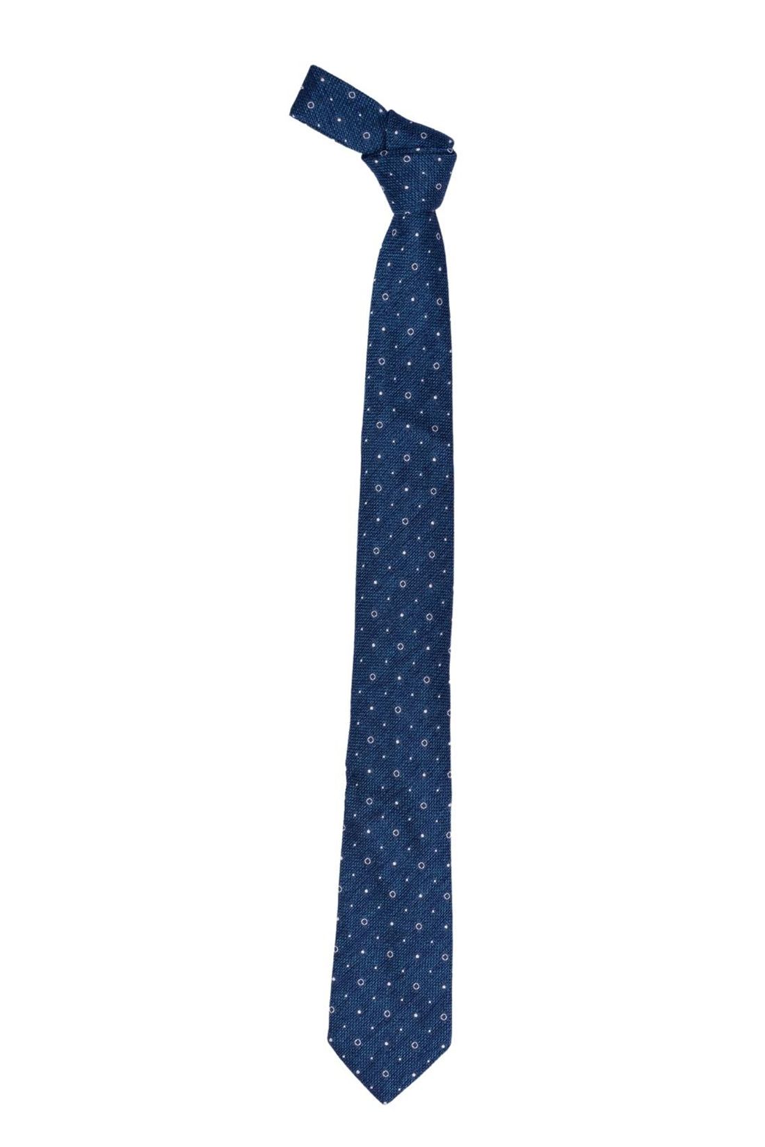 Blue Polka Dot Grenadine Silk Necktie for Men