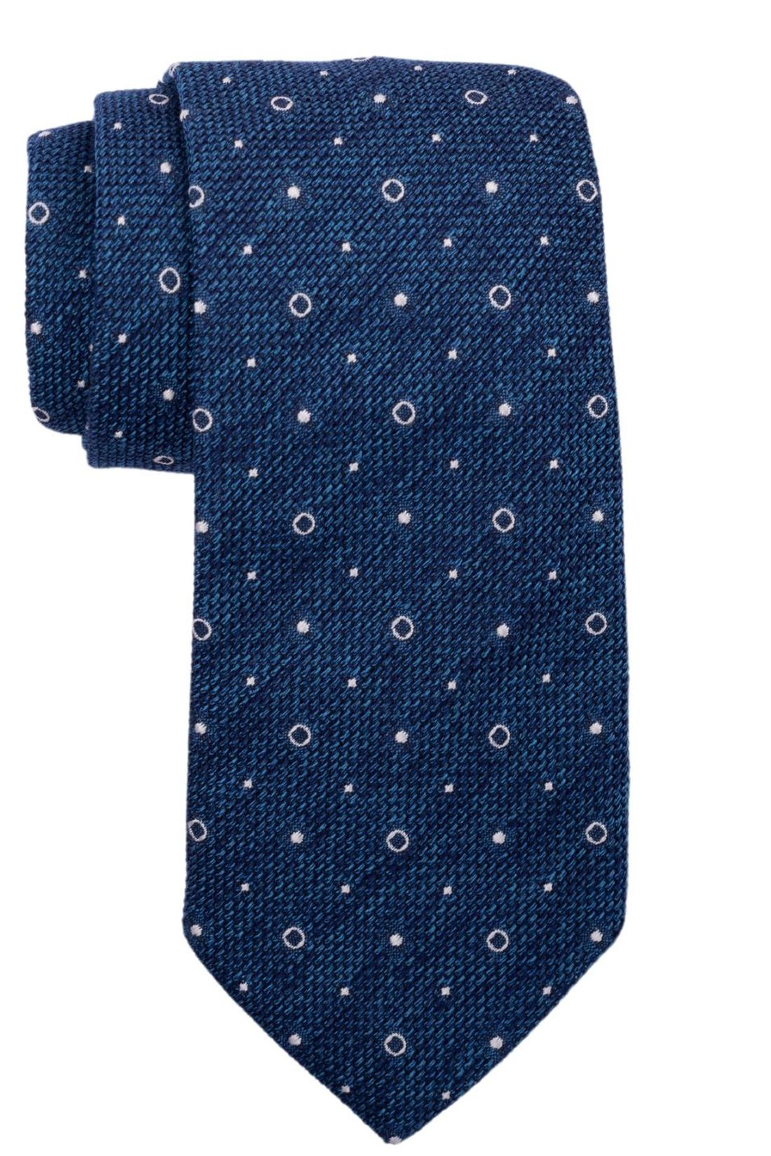 Blue Polka Dot Grenadine Silk Necktie for Men