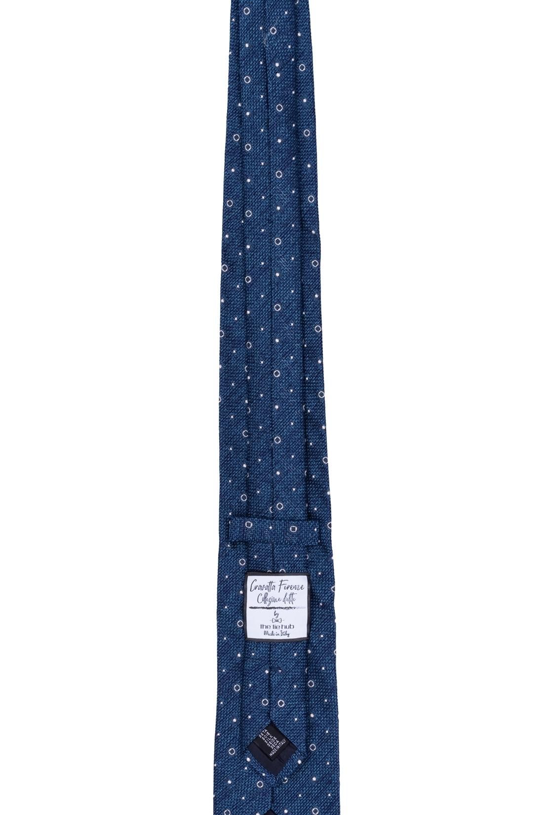 Blue Polka Dot Grenadine Silk Necktie for Men