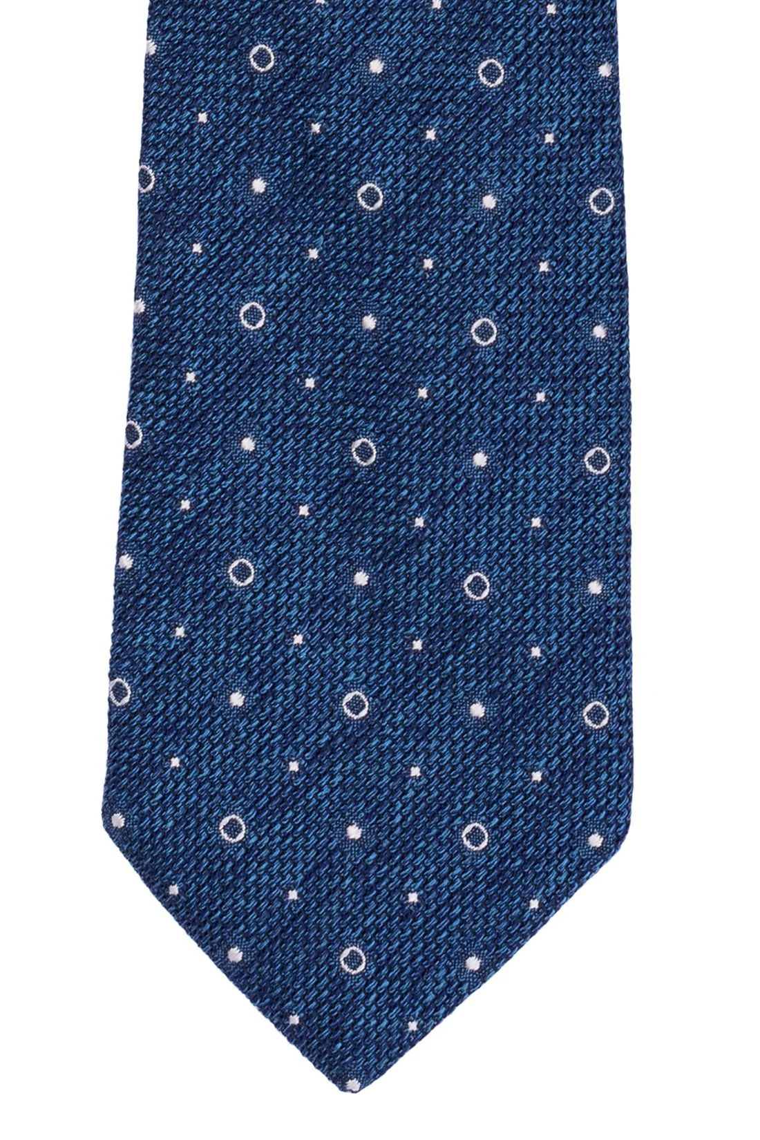 Blue Polka Dot Grenadine Silk Necktie for Men