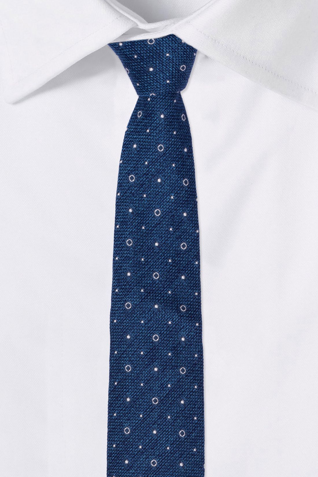 Blue Polka Dot Grenadine Silk Necktie for Men
