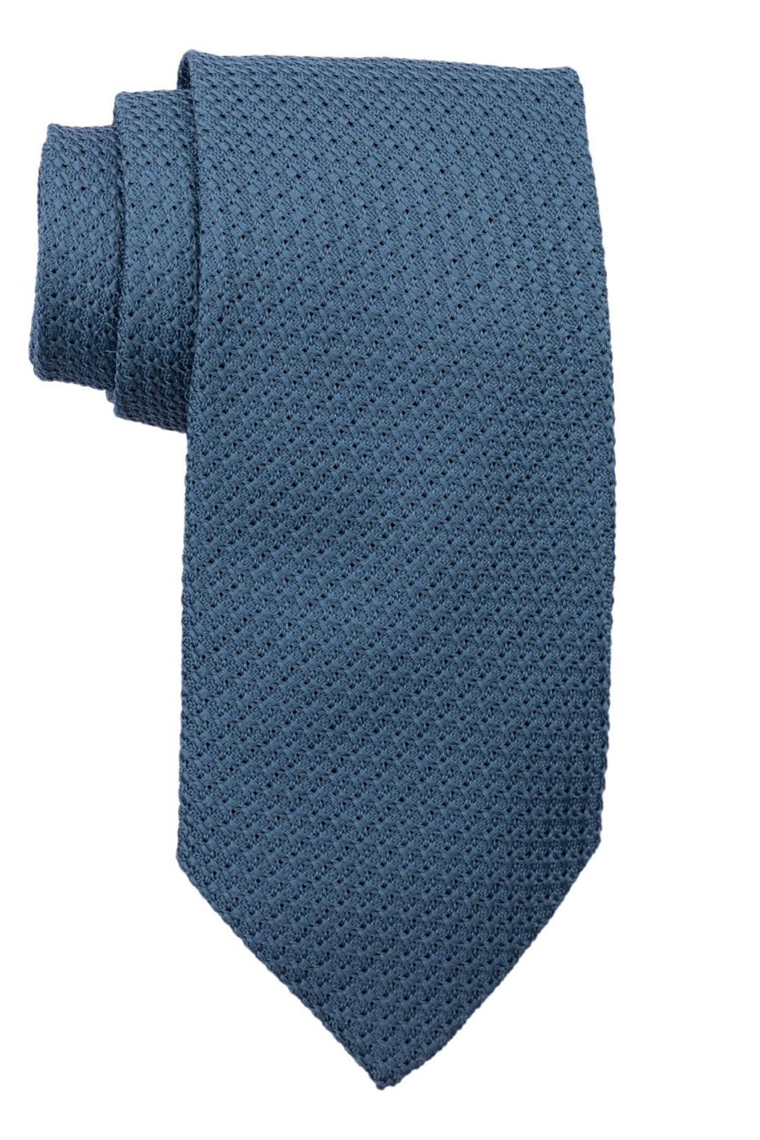 Blue Solid Grenadine Silk Necktie for Men