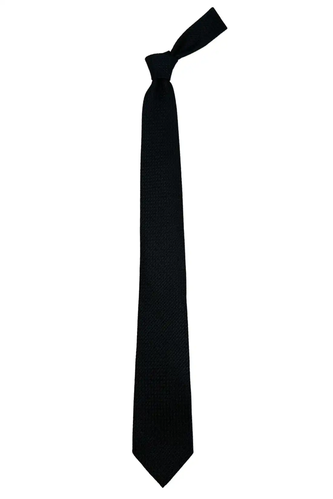 Black Solid Grenadine Silk Necktie for Men