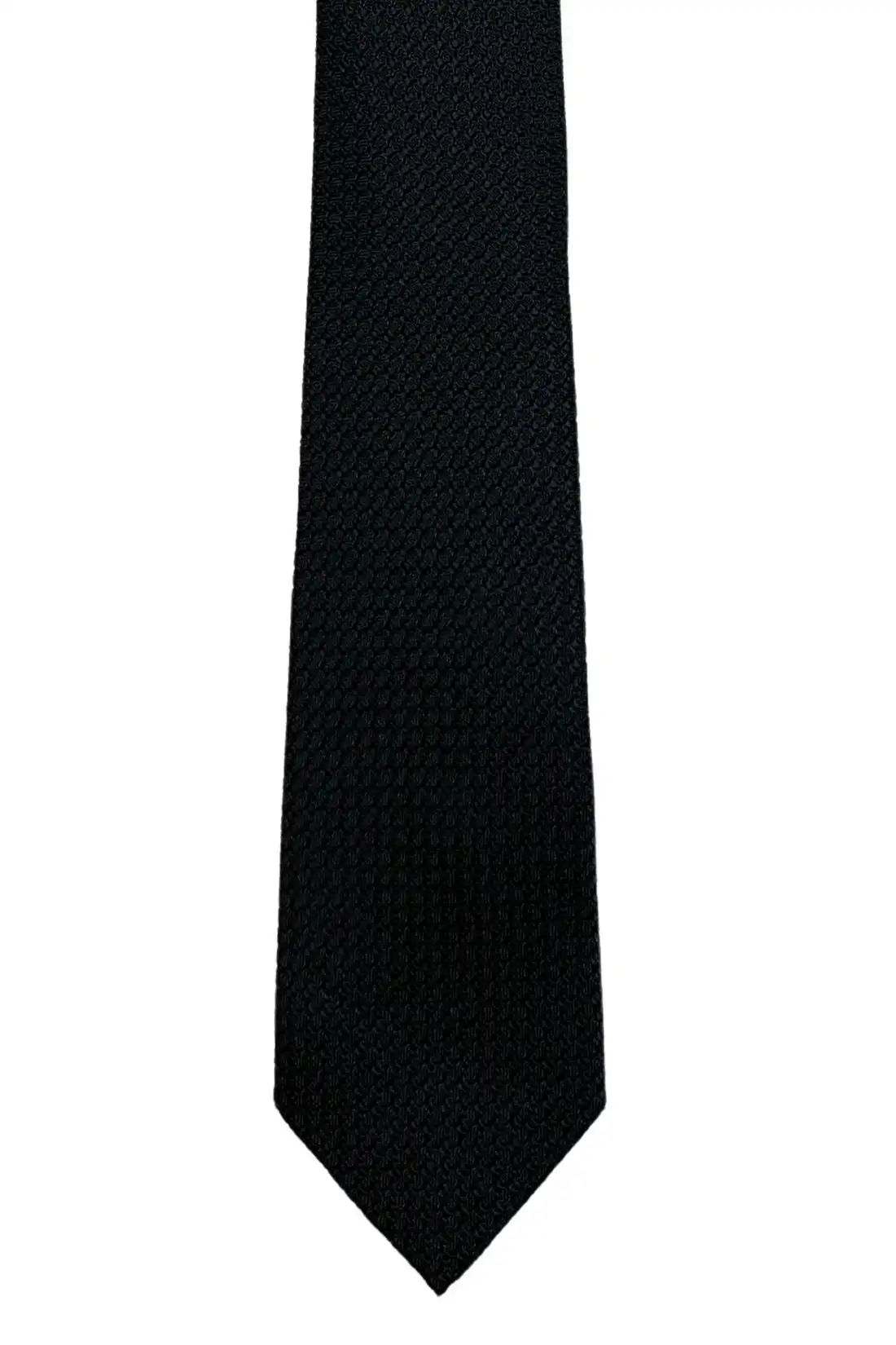 Black Solid Grenadine Silk Necktie for Men