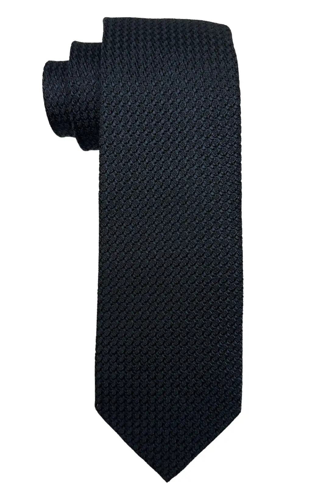 Black Solid Grenadine Silk Necktie for Men